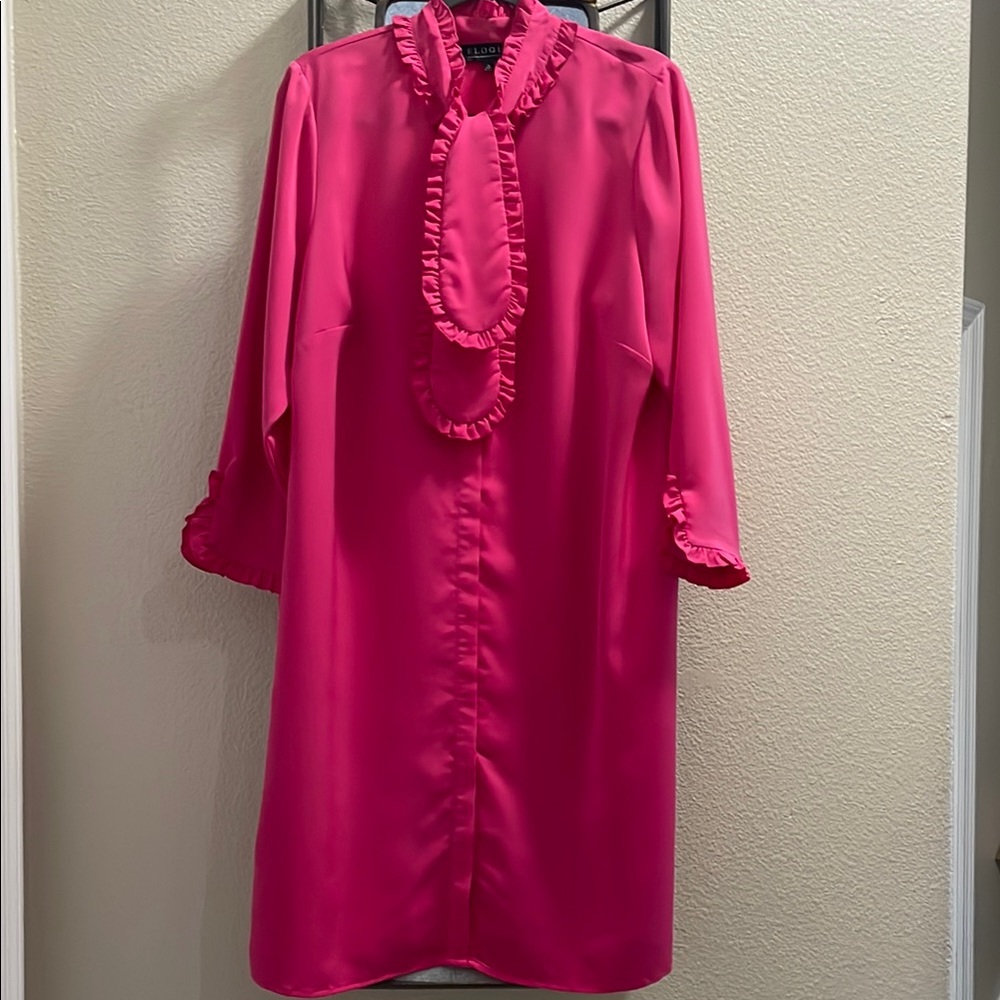 ELOQUII Vibrant Pink Ruffle Dress size 16